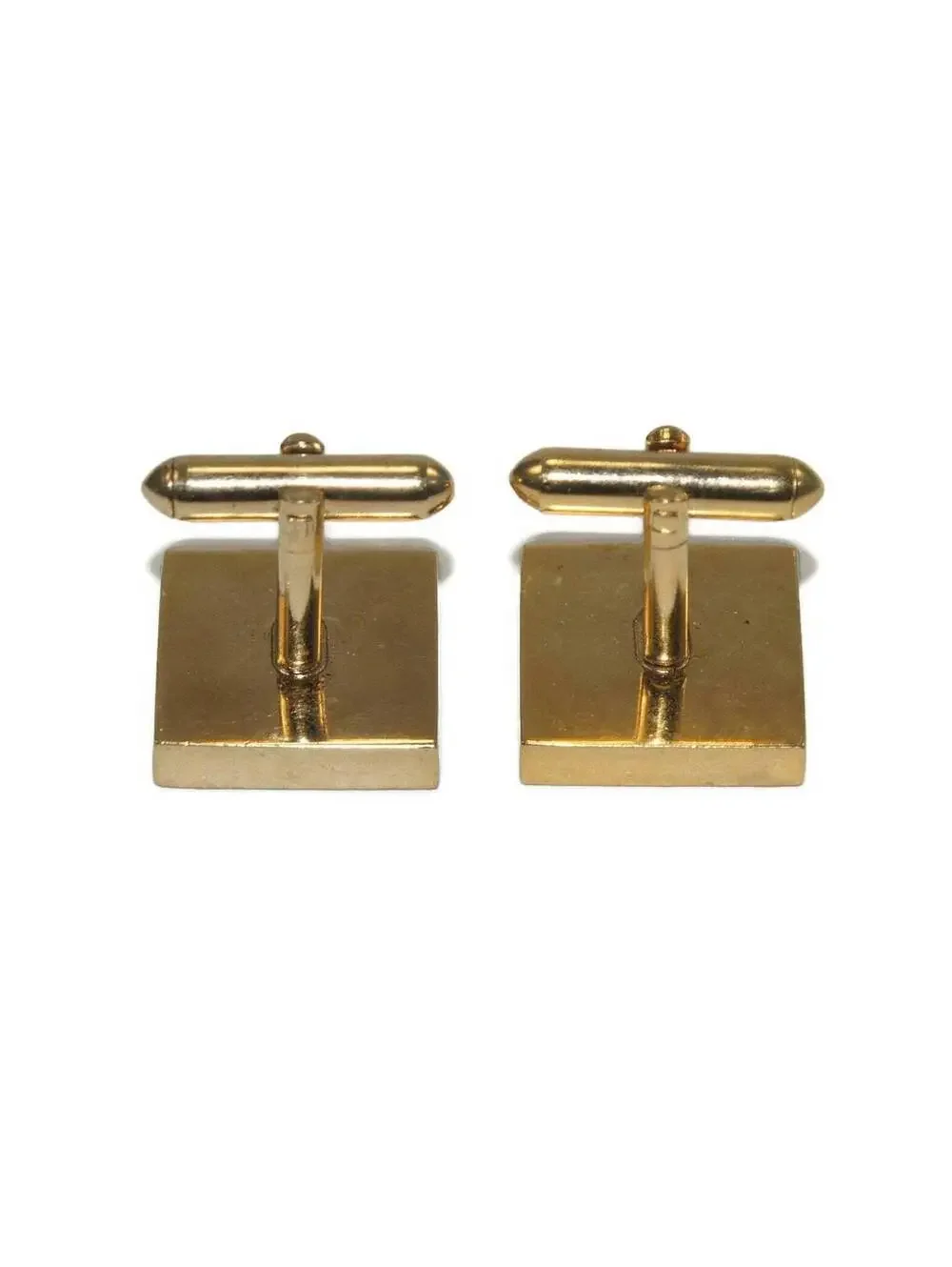 Vintage Swank Gold Tone Square Cuff Links. S in Pentagon Hallmark.